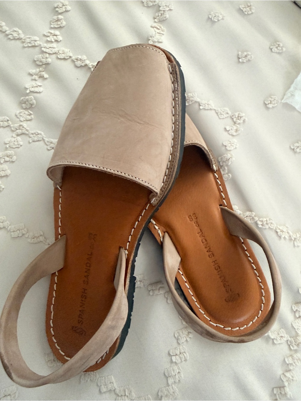 Spanish Leather Slingback Sandals in Taupe